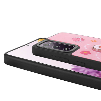 Galaxy S20 FE Kılıf Parlayan Kabartmalı İkonik Figürlü Zore Amas Silikon Kapak Pembe