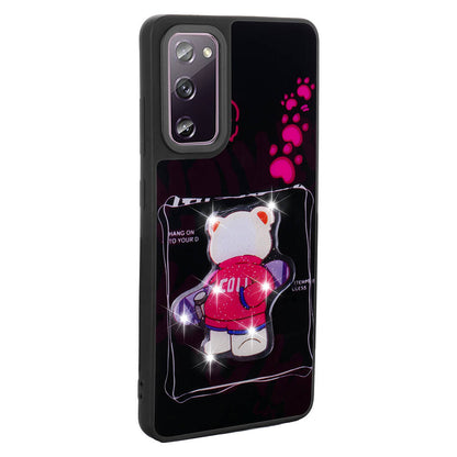 Galaxy S20 FE Kılıf Parlayan Kabartmalı İkonik Figürlü Zore Amas Silikon Kapak Mor