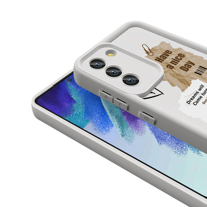 Galaxy S21 FE Kılıf Kamera Korumalı Baskılı Arka Yüzey Zore Klas Kapak Açık Kahve