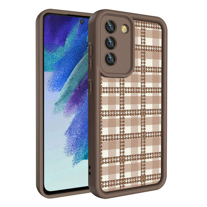 Galaxy S21 FE Kılıf Kamera Korumalı Baskılı Arka Yüzey Zore Klas Kapak Açık Kahve