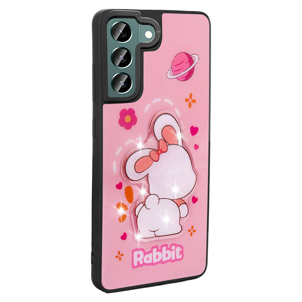 Galaxy S21 FE Kılıf Parlayan Kabartmalı İkonik Figürlü Zore Amas Silikon Kapak Siyah