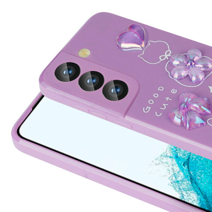 Galaxy S22 Kılıf Kabartma Figürlü Parlak Zore Toys Silikon Kapak Mor