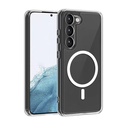 Galaxy S22 Kılıf M-safe Şarj Özellikli Şeffaf Sert PC Zore Embos Kapak Renksiz