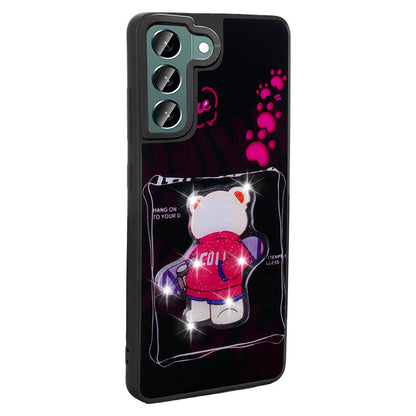 Galaxy S22 Kılıf Parlayan Kabartmalı İkonik Figürlü Zore Amas Silikon Kapak Siyah