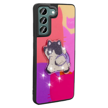 Galaxy S22 Kılıf Parlayan Kabartmalı İkonik Figürlü Zore Amas Silikon Kapak Beyaz