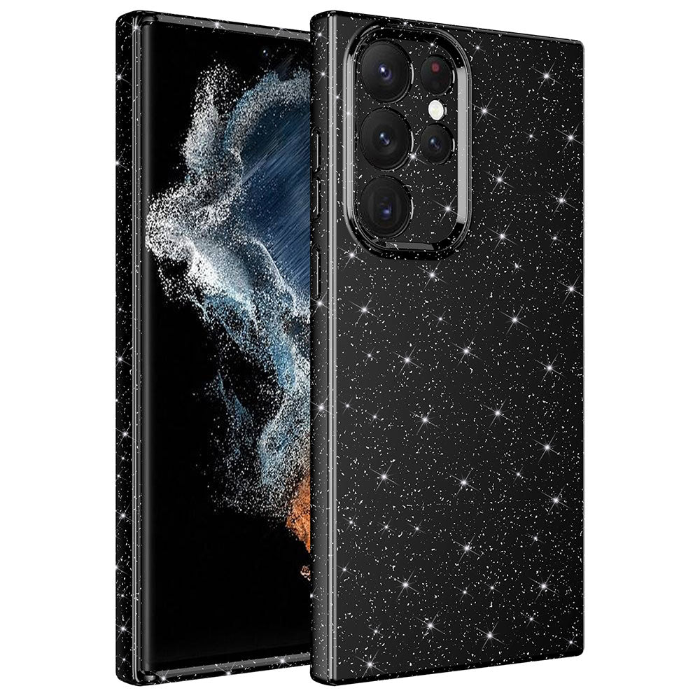 Galaxy S22 Ultra Kılıf Kamera Korumalı Simli Lüks Zore Koton Kapak Siyah