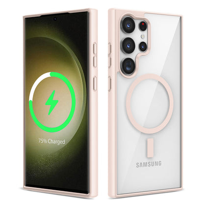 Galaxy S22 Ultra Kılıf M-safe Wireless Şarj Özellikli Silikon Zore Ege Kapak Pembe