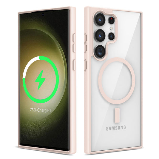 Galaxy S22 Ultra Kılıf M-safe Wireless Şarj Özellikli Silikon Zore Ege Kapak Pembe