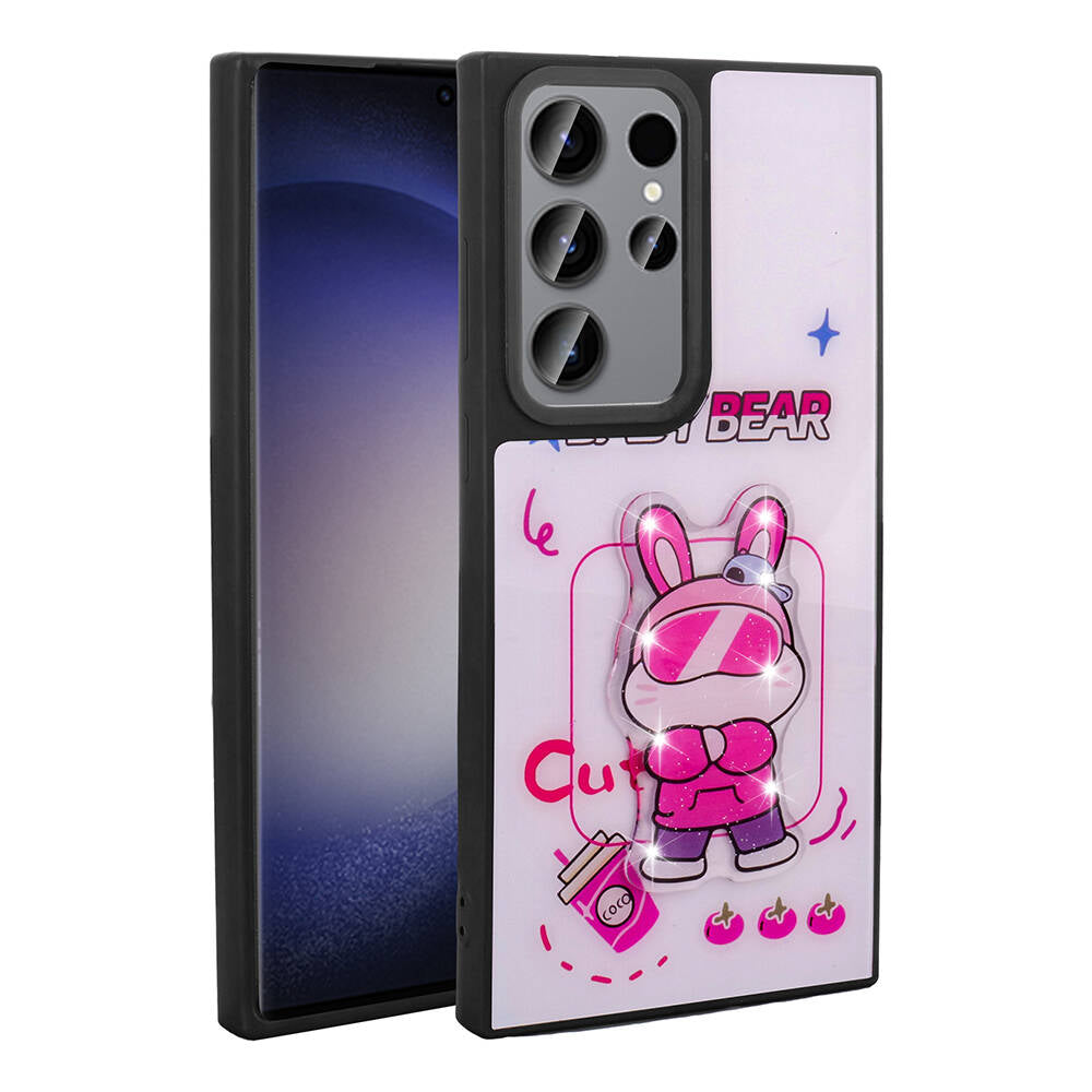 Galaxy S22 Ultra Kılıf Parlayan Kabartmalı İkonik Figürlü Zore Amas Silikon Kapak Beyaz