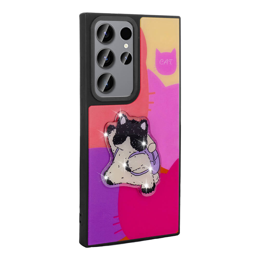 Galaxy S22 Ultra Kılıf Parlayan Kabartmalı İkonik Figürlü Zore Amas Silikon Kapak Siyah