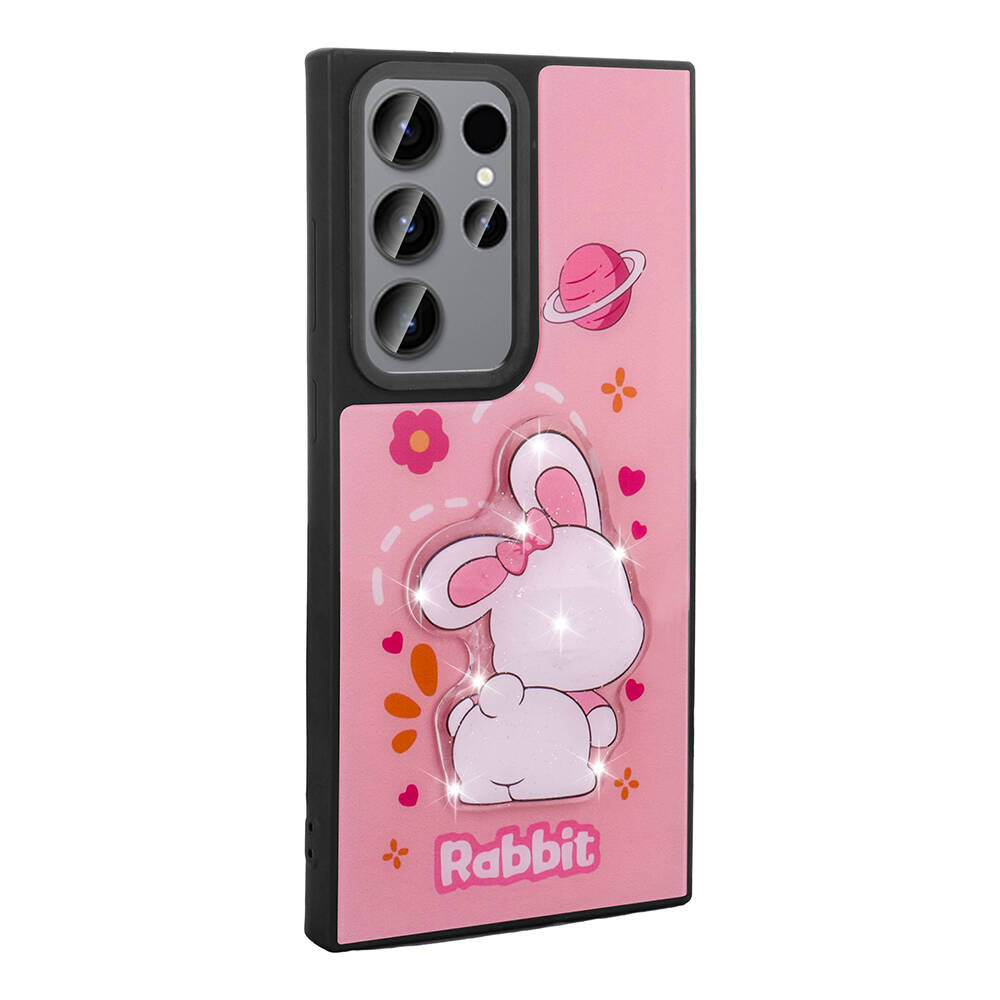 Galaxy S22 Ultra Kılıf Parlayan Kabartmalı İkonik Figürlü Zore Amas Silikon Kapak Siyah