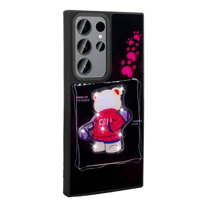 Galaxy S22 Ultra Kılıf Parlayan Kabartmalı İkonik Figürlü Zore Amas Silikon Kapak Siyah