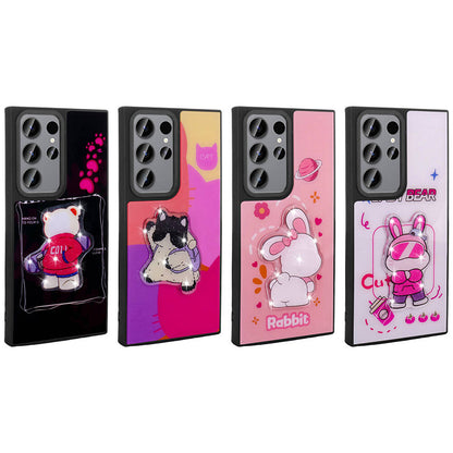 Galaxy S22 Ultra Kılıf Parlayan Kabartmalı İkonik Figürlü Zore Amas Silikon Kapak Beyaz