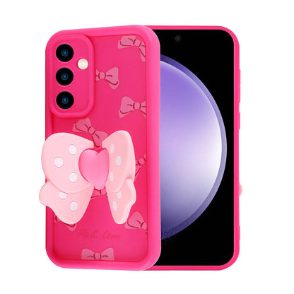 Galaxy S23 FE Kılıf Kamera Korumalı Figür Tasarımlı Zore Kapya Kapak Pembe Açık