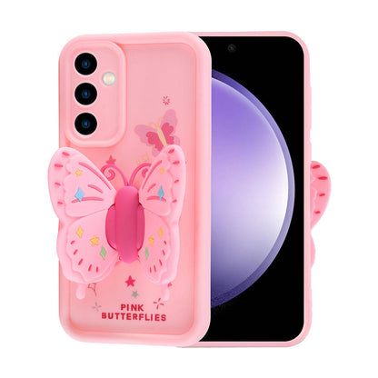 Galaxy S23 FE Kılıf Kamera Korumalı Figür Tasarımlı Zore Kapya Kapak Pembe Koyu