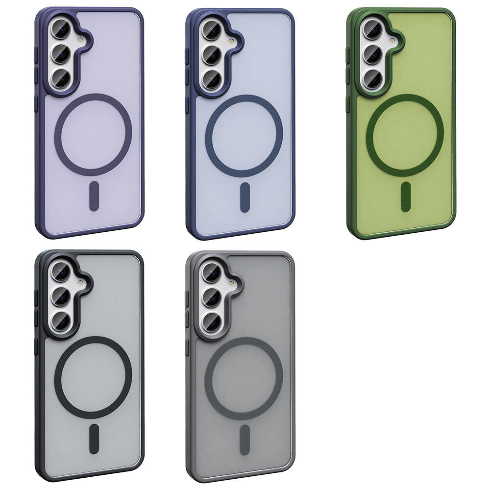 Galaxy S23 FE Kılıf M-safe Şarj Özellikli Mat Arka Yüzey Zore Sio Kapak Koyu Yeşil