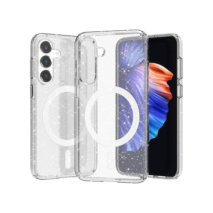 Galaxy S23 FE Kılıf M-safe Şarj Özellikli Parlayan Simli Saydam Renkli Zore Allstar Kapak Şeffaf