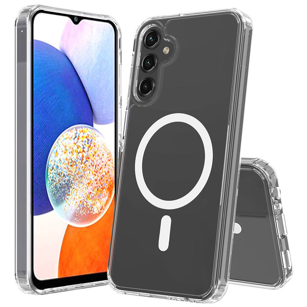 Galaxy S23 FE Kılıf M-safe Şarj Özellikli Şeffaf Sert PC Zore Embos Kapak Renksiz