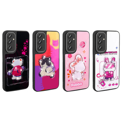 Galaxy S23 FE Kılıf Parlayan Kabartmalı İkonik Figürlü Zore Amas Silikon Kapak Beyaz