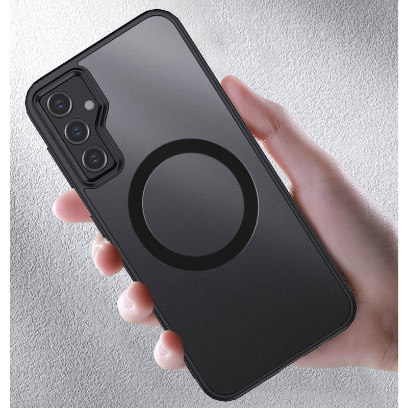 Galaxy S23 FE Kılıf Sert PC Arka Yüzey Wireless Şarj Özellikli Zore Flet M-safe Kapak Renksiz