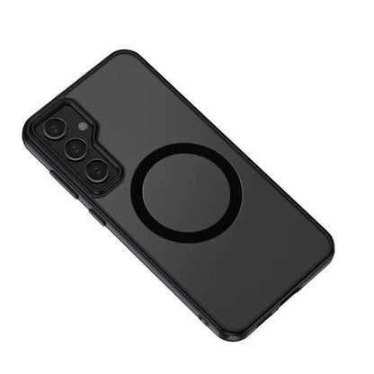 Galaxy S23 FE Kılıf Sert PC Arka Yüzey Wireless Şarj Özellikli Zore Flet M-safe Kapak Siyah