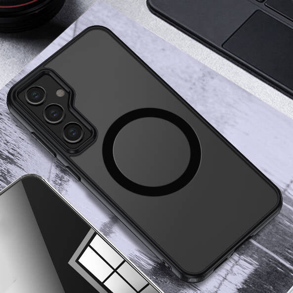 Galaxy S23 FE Kılıf Sert PC Arka Yüzey Wireless Şarj Özellikli Zore Flet M-safe Kapak Renksiz