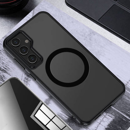 Galaxy S23 FE Kılıf Sert PC Arka Yüzey Wireless Şarj Özellikli Zore Flet M-safe Kapak Renksiz