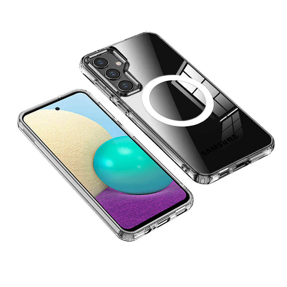 Galaxy S23 FE Kılıf Sert PC Arka Yüzey Wireless Şarj Özellikli Zore Flet M-safe Kapak Siyah