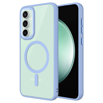 Galaxy S23 FE Kılıf Wireless Şarj Özellikli Zore Krom M-safe Silikon Kapak Mavi