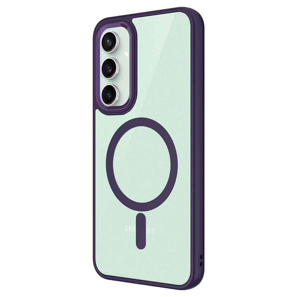 Galaxy S23 FE Kılıf Wireless Şarj Özellikli Zore Krom M-safe Silikon Kapak Pembe Açık