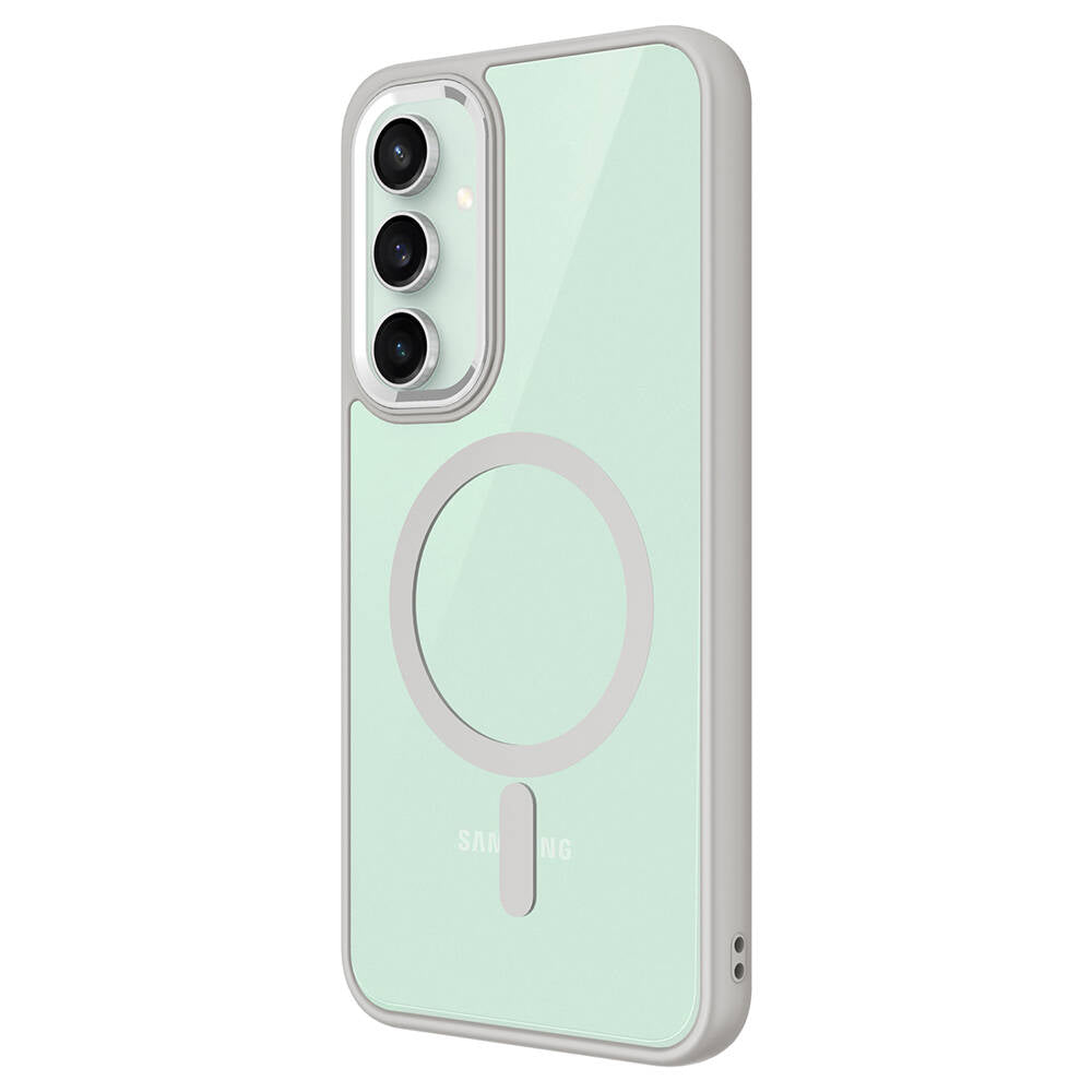 Galaxy S23 FE Kılıf Wireless Şarj Özellikli Zore Krom M-safe Silikon Kapak Siyah