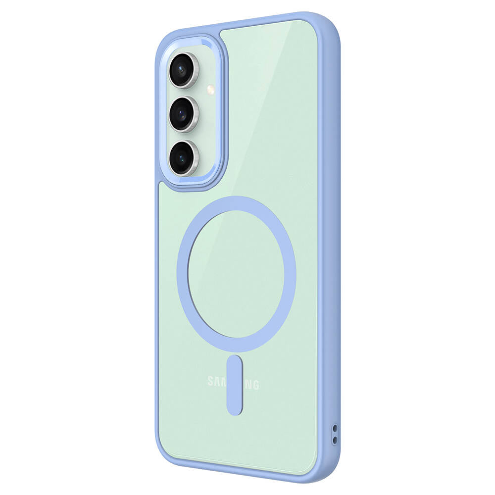 Galaxy S23 FE Kılıf Wireless Şarj Özellikli Zore Krom M-safe Silikon Kapak Mavi