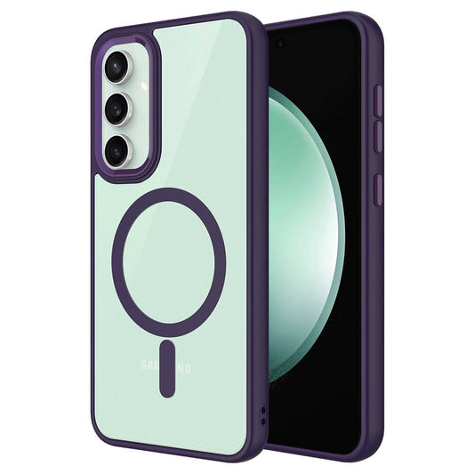 Galaxy S23 FE Kılıf Wireless Şarj Özellikli Zore Krom M-safe Silikon Kapak Derin Mor