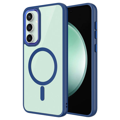 Galaxy S23 FE Kılıf Wireless Şarj Özellikli Zore Krom M-safe Silikon Kapak Lacivert