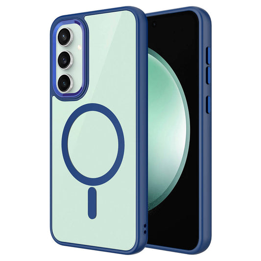 Galaxy S23 FE Kılıf Wireless Şarj Özellikli Zore Krom M-safe Silikon Kapak Lacivert