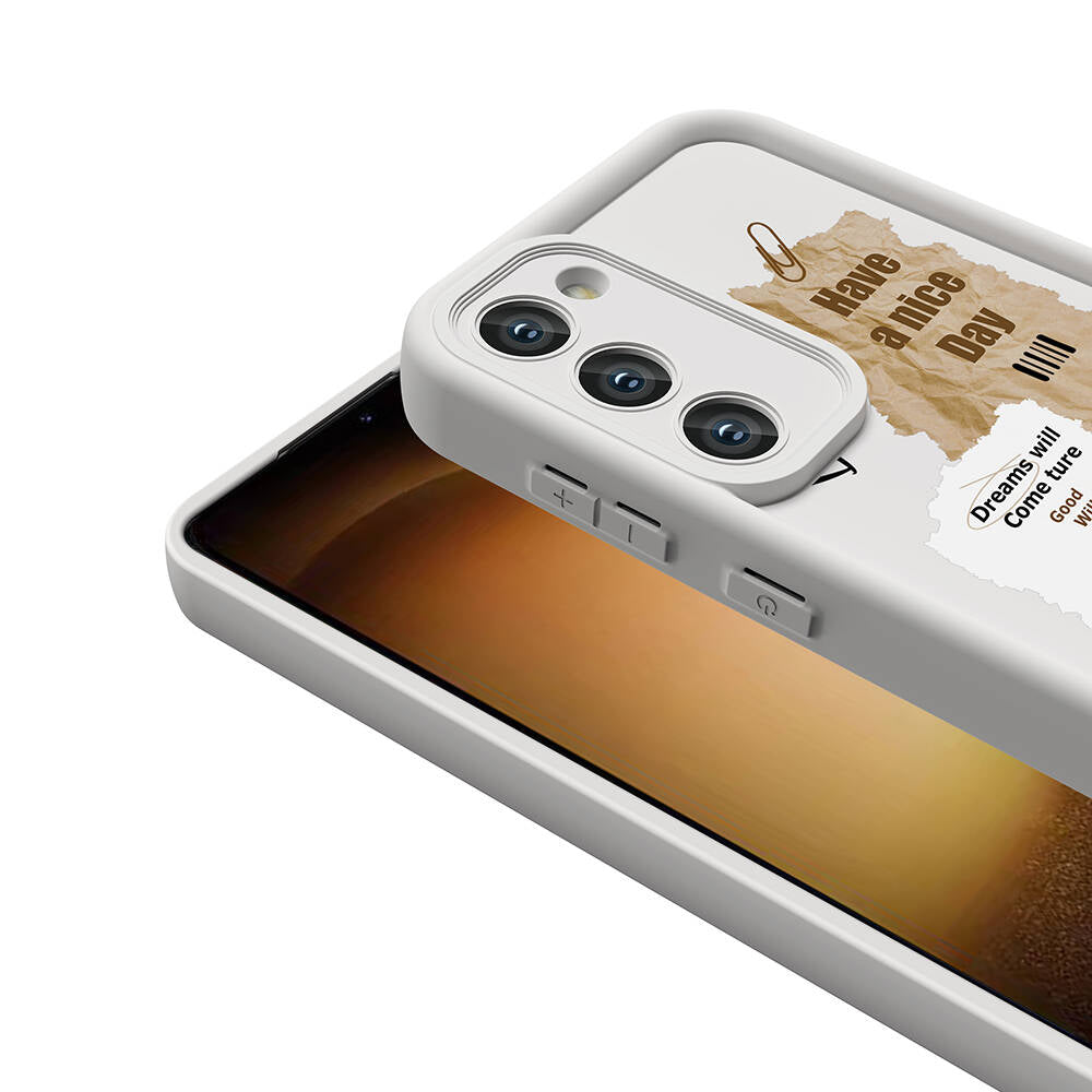 Galaxy S23 Kılıf Kamera Korumalı Baskılı Arka Yüzey Zore Klas Kapak Koyu Kahve