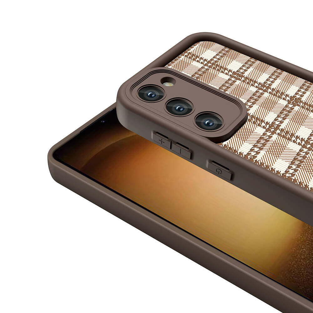 Galaxy S23 Kılıf Kamera Korumalı Baskılı Arka Yüzey Zore Klas Kapak Koyu Kahve