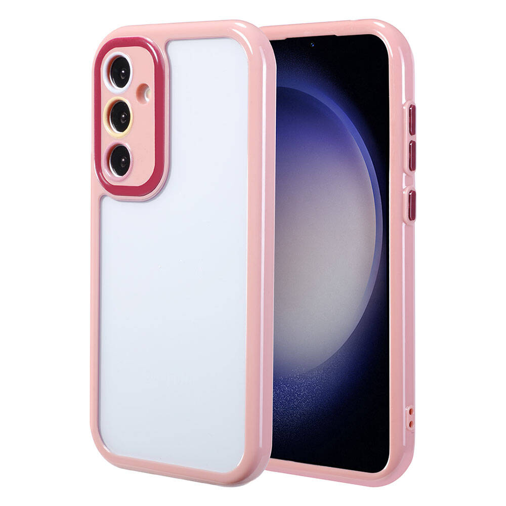 Galaxy S23 Kılıf Kamera Korumalı Renkli Kenar ve Çerçeve Tasarımlı Zore Vitamin Kapak Mürdüm