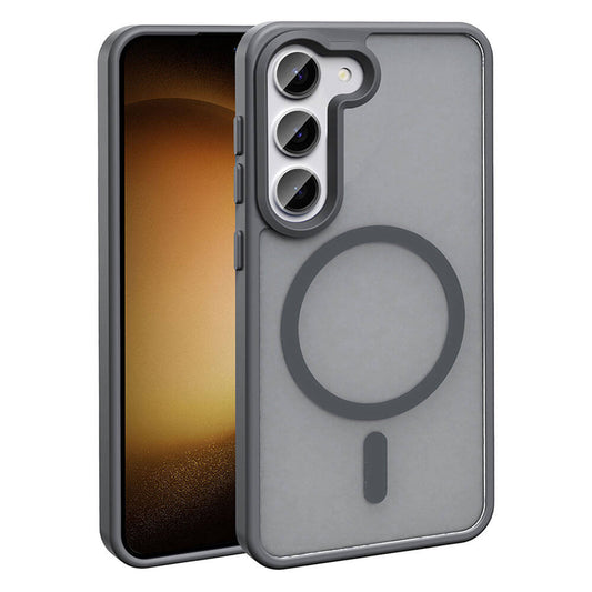 Galaxy S23 Kılıf M-safe Şarj Özellikli Mat Arka Yüzey Zore Sio Kapak Gri