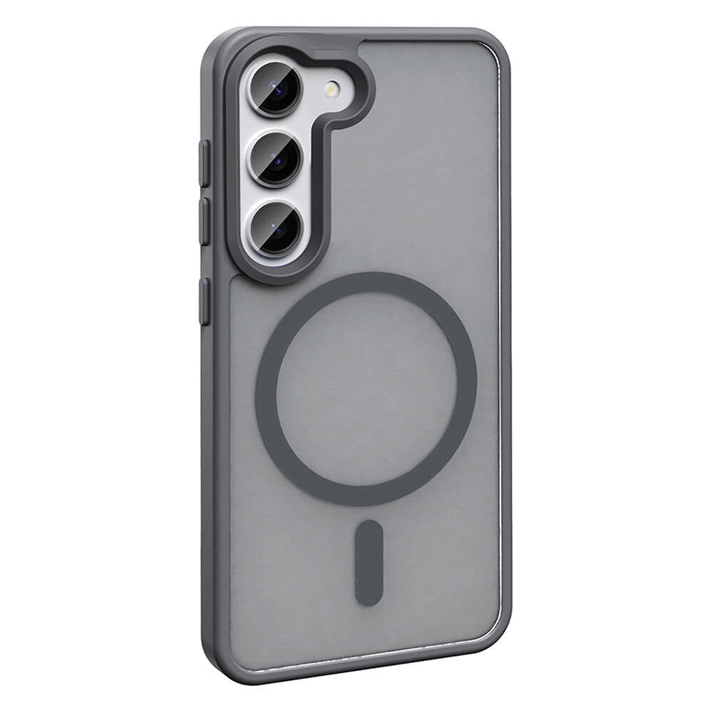 Galaxy S23 Kılıf M-safe Şarj Özellikli Mat Arka Yüzey Zore Sio Kapak Gri