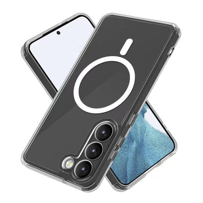 Galaxy S23 Kılıf M-safe Şarj Özellikli Şeffaf Sert PC Zore Embos Kapak Renksiz