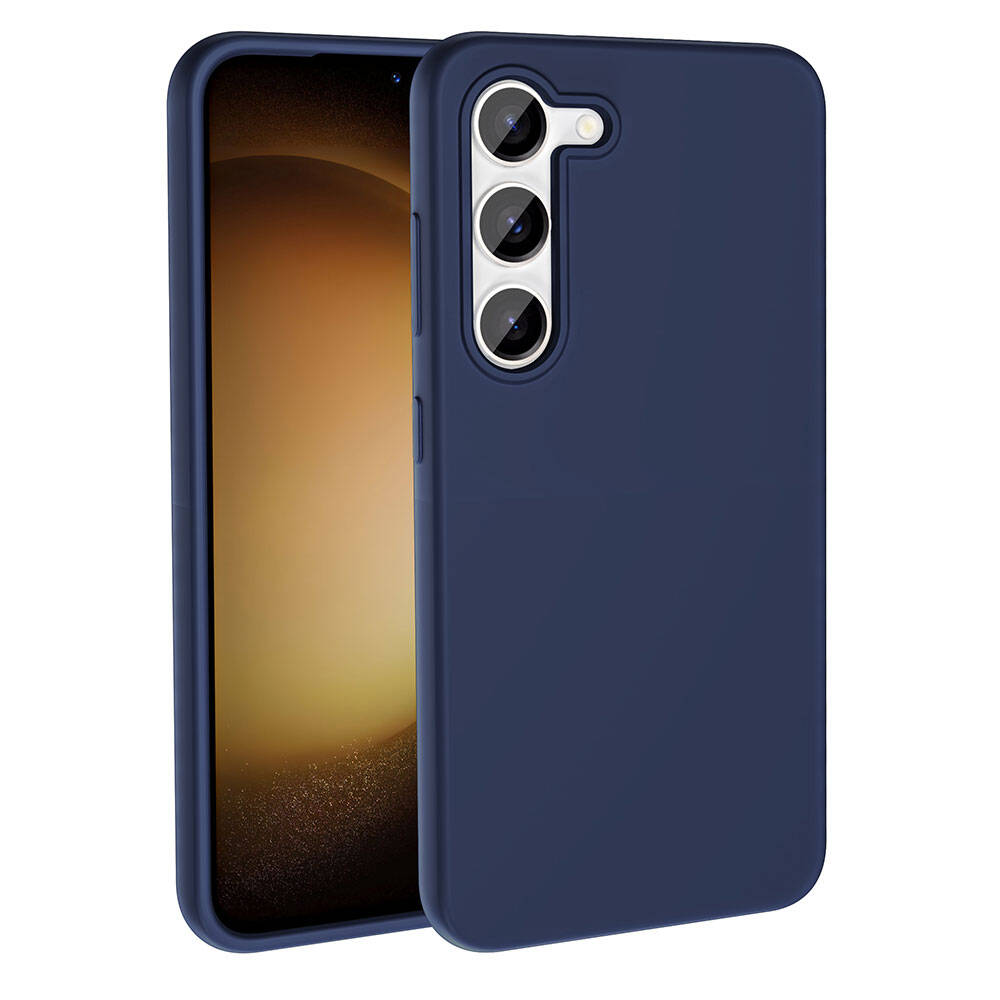 Galaxy S23 Kılıf M-safe Şarj Özellikli Sıvı Teknolojili Silinebilir Sert Zore Kivi Kapak Lacivert