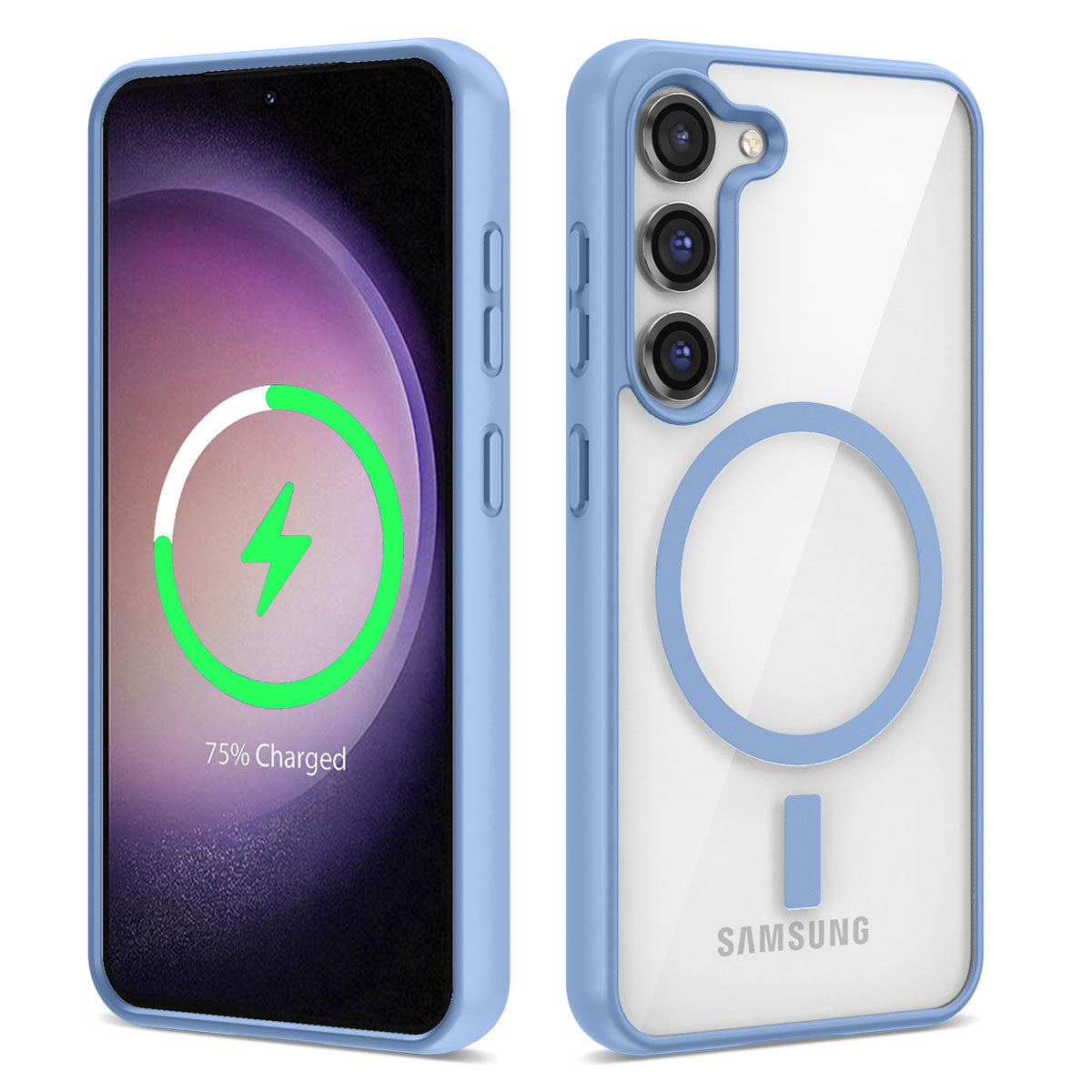 Galaxy S23 Kılıf M-safe Wireless Şarj Özellikli Silikon Zore Ege Kapak Mavi