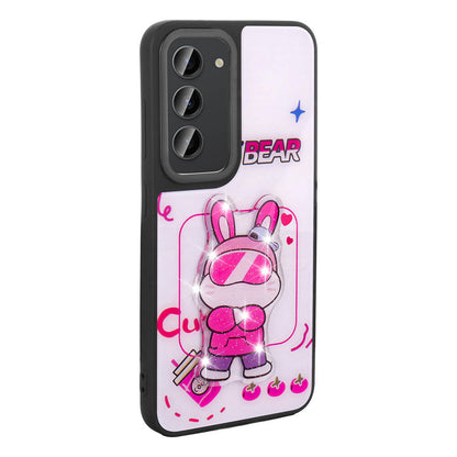 Galaxy S23 Kılıf Parlayan Kabartmalı İkonik Figürlü Zore Amas Silikon Kapak Mor