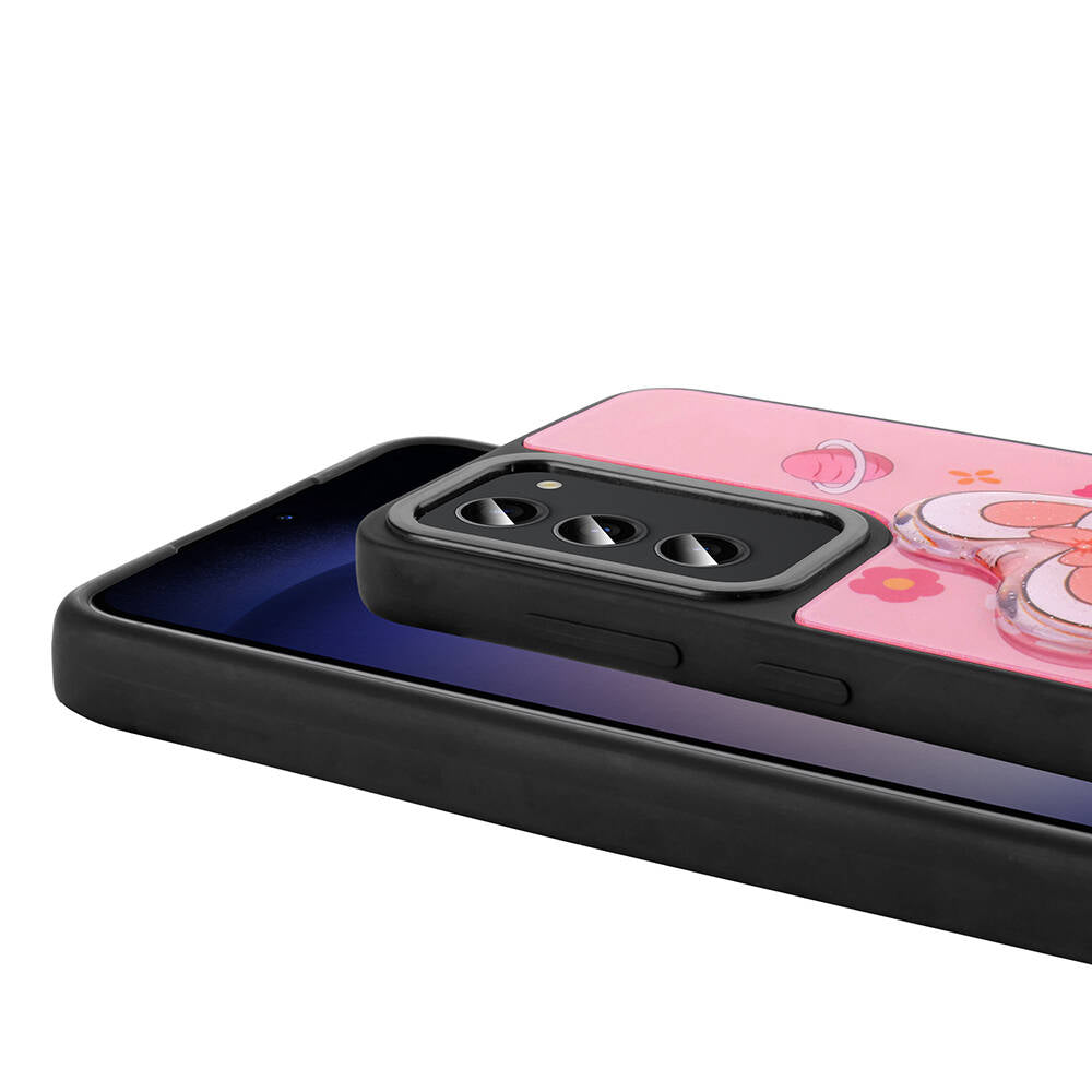 Galaxy S23 Kılıf Parlayan Kabartmalı İkonik Figürlü Zore Amas Silikon Kapak Siyah