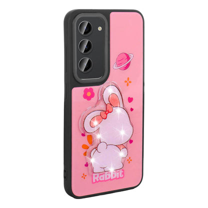 Galaxy S23 Kılıf Parlayan Kabartmalı İkonik Figürlü Zore Amas Silikon Kapak Pembe