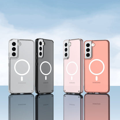 Galaxy S23 Plus Kılıf M-safe Şarj Özellikli Şeffaf Sert PC Zore Embos Kapak Renksiz