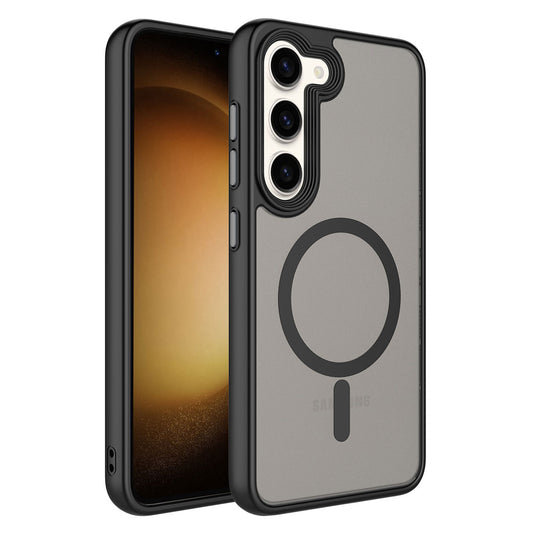 Galaxy S23 Plus Kılıf Mat Arka Yüzey Wireless Şarj Özellikli Zore Flet M-safe Kapak Siyah