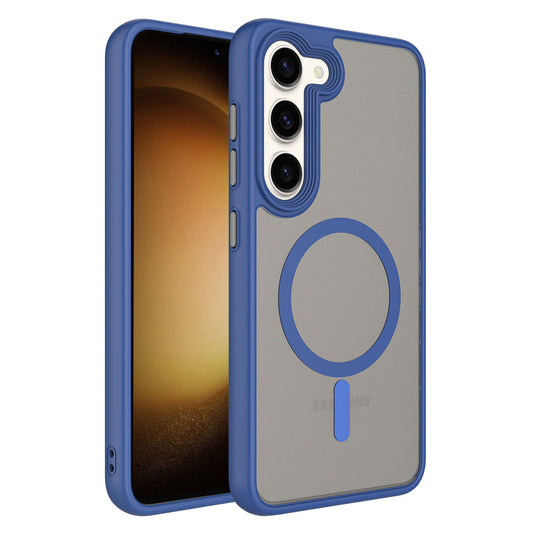 Galaxy S23 Plus Kılıf Mat Arka Yüzey Wireless Şarj Özellikli Zore Flet M-safe Kapak Derin Mor