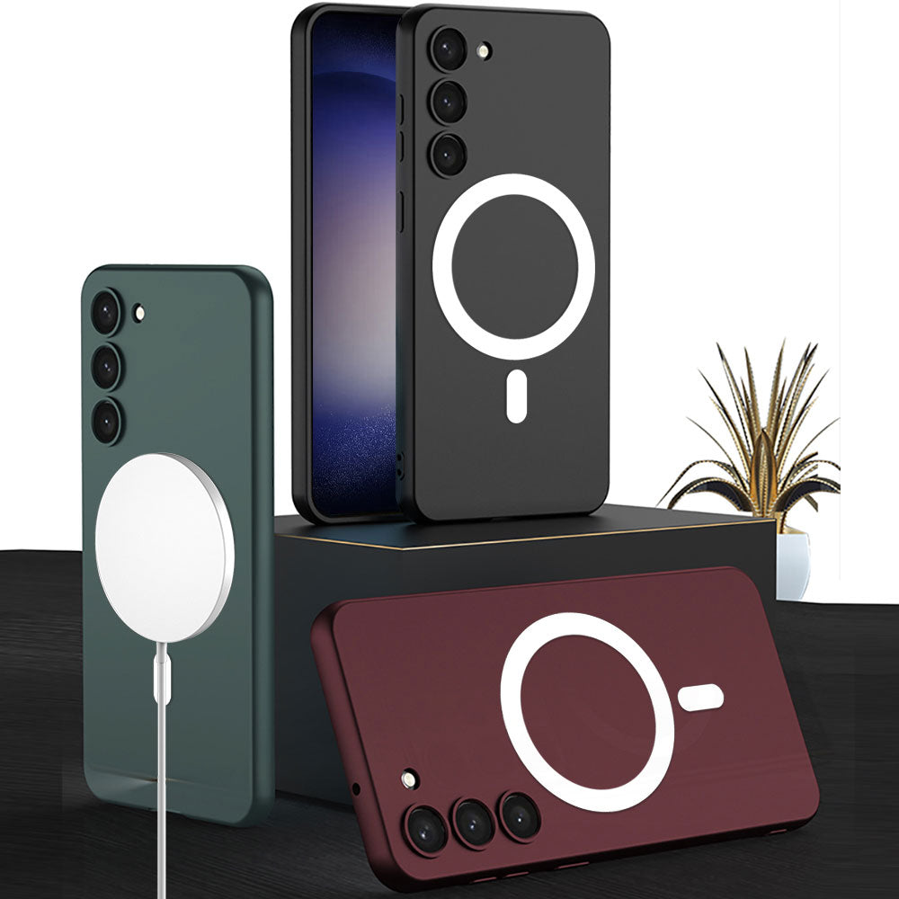 Galaxy S23 Plus Kılıf Wireless Şarj Özellikli Zore Kıpta M-safe Silikon Kapak Yeşil